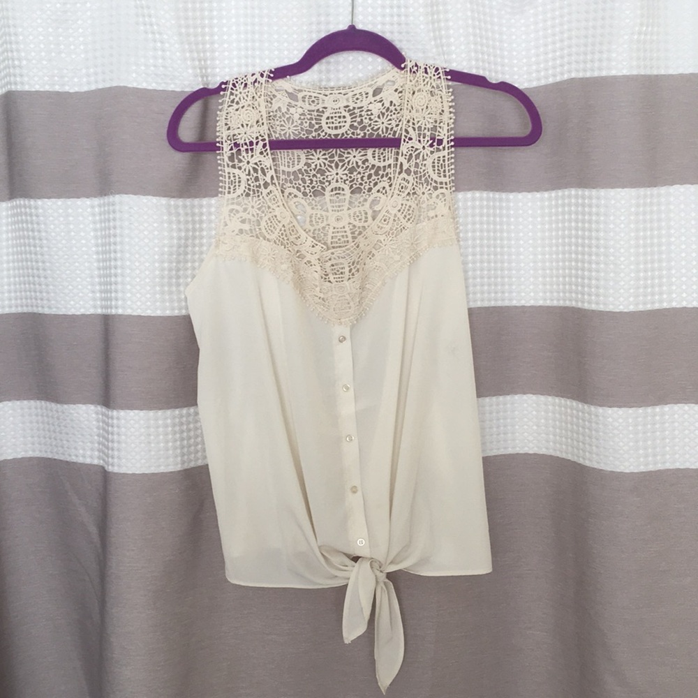 Tied up button down tank top